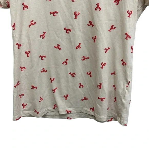 J. Crew Tee cotton tee in cream red lobster print beachy coastal preppy summer - Picture 5 of 11